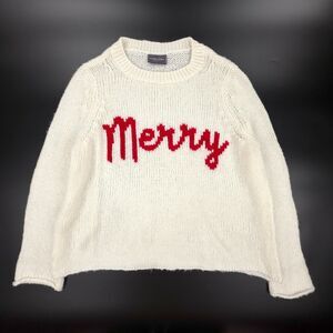 NEW Wooden Ships Wool Mohair Red Ginger Merry Chunky Crew Sweater Christmas Knit